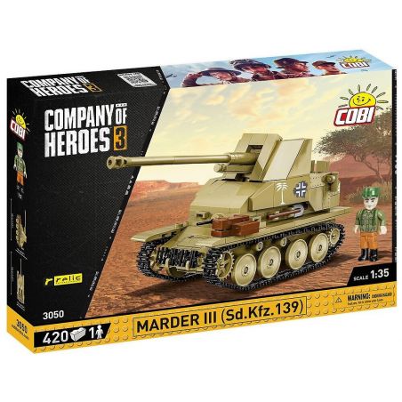COBI 3050 non  ĐẠI ĐỘI ANH HÙNG 3 PHÁO CHỐNG TĂNG WEASEL MARDER III SD.KFZ.139 CỦA ĐỨC tỷ lệ 1:35 bộ đồ chơi xếp lắp ráp ghép mô hình Military Army Quân Sự Bộ Đội 420 khối