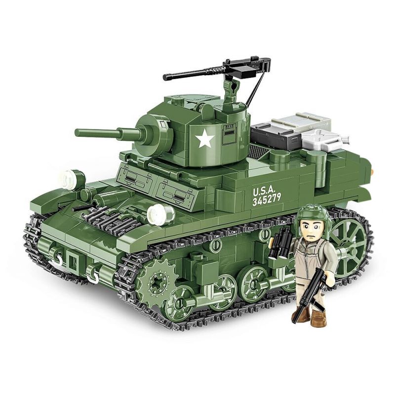 COBI 3048 non Lego ĐẠI ĐỘI ANH HÙNG 3 M3A1 STUART tỷ lệ 1:35 bộ đồ chơi xếp lắp ráp ghép mô hình Military Army Quân Sự Bộ Đội 490 khối