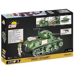 COBI 3048 non  ĐẠI ĐỘI ANH HÙNG 3 M3A1 STUART tỷ lệ 1:35 bộ đồ chơi xếp lắp ráp ghép mô hình Military Army Quân Sự Bộ Đội 490 khối