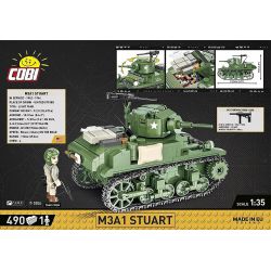 COBI 3048 non  ĐẠI ĐỘI ANH HÙNG 3 M3A1 STUART tỷ lệ 1:35 bộ đồ chơi xếp lắp ráp ghép mô hình Military Army Quân Sự Bộ Đội 490 khối