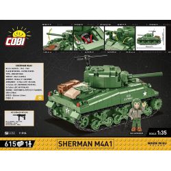 COBI 3044 non  ĐẠI ĐỘI ANH HÙNG 3 SHERMAN M4A1 tỷ lệ 1:35 bộ đồ chơi xếp lắp ráp ghép mô hình Military Army Quân Sự Bộ Đội 615 khối