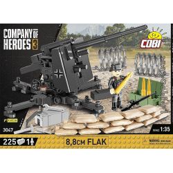 COBI 3047 non  ĐẠI ĐỘI ANH HÙNG 3 PHÁO PHÒNG KHÔNG FLAK 88MM CỦA ĐỨC tỷ lệ 1:35 bộ đồ chơi xếp lắp ráp ghép mô hình Military Army 8 8 CM FLAK Quân Sự Bộ Đội 225 khối