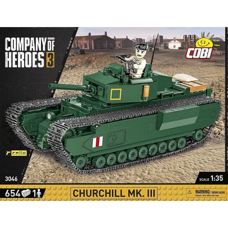 COBI 3046 non  ĐẠI ĐỘI ANH HÙNG 3 XE TĂNG BỘ BINH CHURCHILL MK. III tỷ lệ 1:35 bộ đồ chơi xếp lắp ráp ghép mô hình Military Army Quân Sự Bộ Đội 654 khối