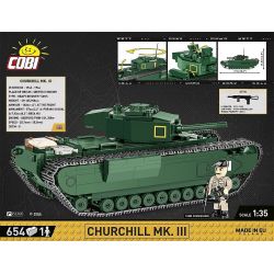 COBI 3046 non  ĐẠI ĐỘI ANH HÙNG 3 XE TĂNG BỘ BINH CHURCHILL MK. III tỷ lệ 1:35 bộ đồ chơi xếp lắp ráp ghép mô hình Military Army Quân Sự Bộ Đội 654 khối
