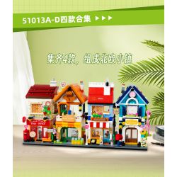 GUDI 51013 non  4 KHUNG CẢNH ĐƯỜNG PHỐ TRONG HÀNH TRÌNH BƯU ĐIỆN XINNIAN COFFEE TIME MAIXIANG STORY KHÁCH SẠN bộ đồ chơi xếp lắp ráp ghép mô hình Creator STREET ON THE JOURNEY Sáng Tạo 1098 khối