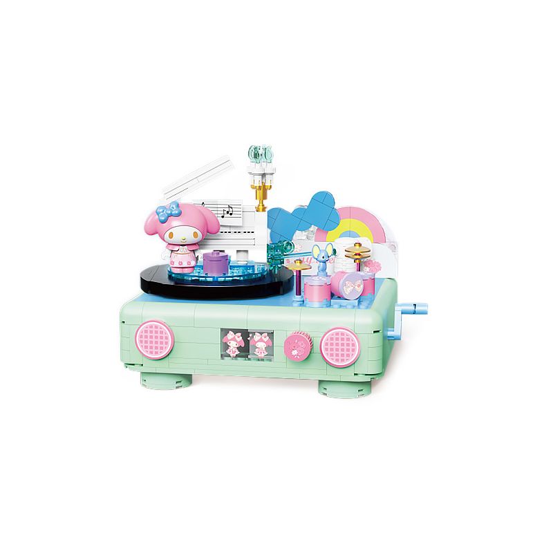 TOP TOY TC1909 1909 non Lego LÀN SÓNG RETRO CỦA GIA ĐÌNH SANRIO MÁY GHI ÂM VINYL GIAI ĐIỆU bộ đồ chơi xếp lắp ráp ghép mô hình Movie & Game MY MELODY Phim Và Trò Chơi 500 khối