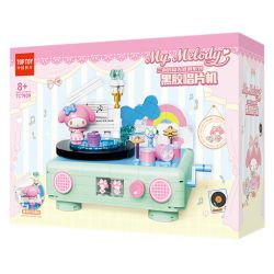 TOP TOY TC1909 1909 non  LÀN SÓNG RETRO CỦA GIA ĐÌNH SANRIO MÁY GHI ÂM VINYL GIAI ĐIỆU bộ đồ chơi xếp lắp ráp ghép mô hình Movie & Game MY MELODY Phim Và Trò Chơi 500 khối