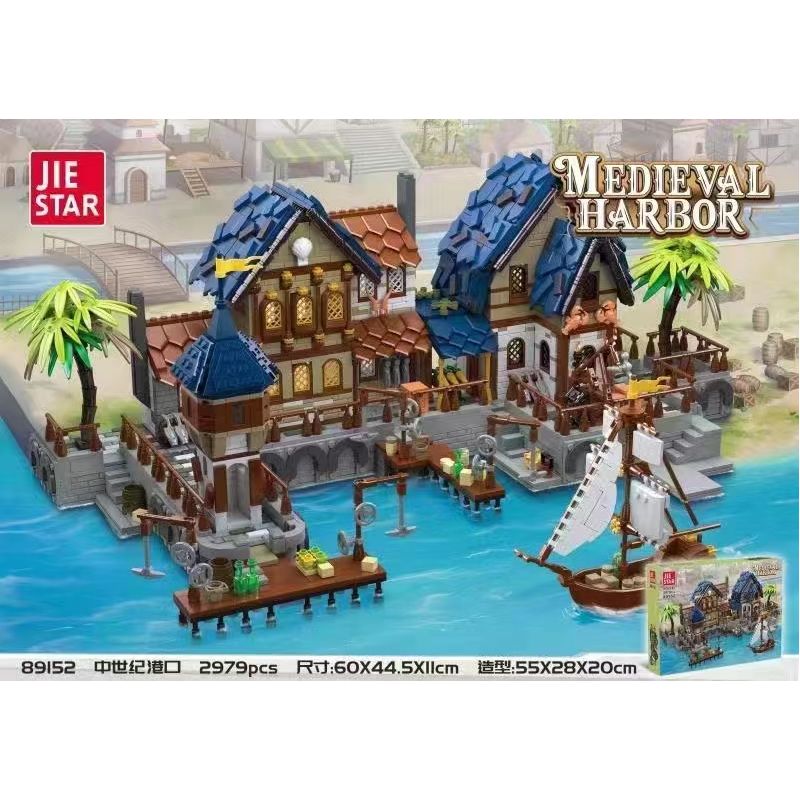 JIESTAR 89152 non  HẢI CẢNG THỜI TRUNG CỔ bộ đồ chơi xếp lắp ráp ghép mô hình Medieval Castle MEDIEVAL HARBOR Chiến Tranh Trung Cổ 2979 khối