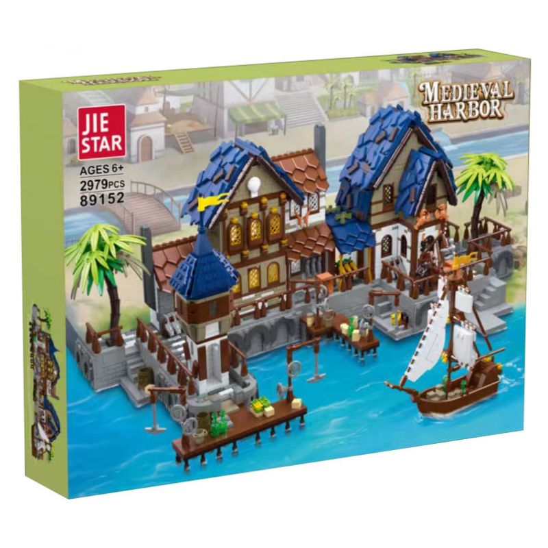 JIESTAR 89152 non  HẢI CẢNG THỜI TRUNG CỔ bộ đồ chơi xếp lắp ráp ghép mô hình Medieval Castle MEDIEVAL HARBOR Chiến Tranh Trung Cổ 2979 khối