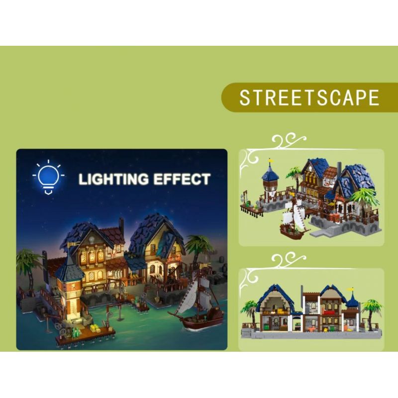 JIESTAR 89152 non  HẢI CẢNG THỜI TRUNG CỔ bộ đồ chơi xếp lắp ráp ghép mô hình Medieval Castle MEDIEVAL HARBOR Chiến Tranh Trung Cổ 2979 khối