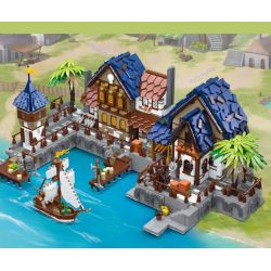 JIESTAR 89152 non  HẢI CẢNG THỜI TRUNG CỔ bộ đồ chơi xếp lắp ráp ghép mô hình Medieval Castle MEDIEVAL HARBOR Chiến Tranh Trung Cổ 2979 khối