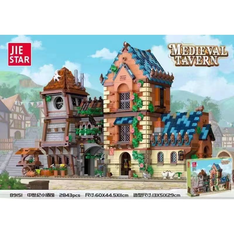 JIESTAR 89151 non  QUÁN RƯỢU THỜI TRUNG CỔ bộ đồ chơi xếp lắp ráp ghép mô hình Medieval Castle MEDIEVAL TAVERN Chiến Tranh Trung Cổ 2843 khối