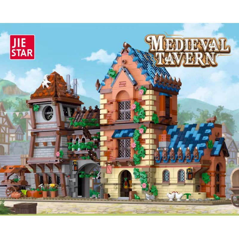 JIESTAR 89151 non  QUÁN RƯỢU THỜI TRUNG CỔ bộ đồ chơi xếp lắp ráp ghép mô hình Medieval Castle MEDIEVAL TAVERN Chiến Tranh Trung Cổ 2843 khối