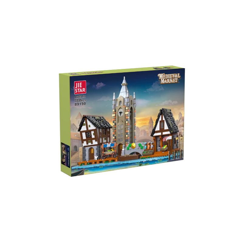 JIESTAR 89150 non  THỊ TRƯỜNG THỜI TRUNG CỔ bộ đồ chơi xếp lắp ráp ghép mô hình Medieval Castle MEDIEVAL MARKET Chiến Tranh Trung Cổ 3335 khối