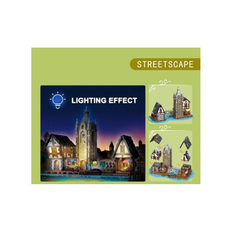 JIESTAR 89150 non  THỊ TRƯỜNG THỜI TRUNG CỔ bộ đồ chơi xếp lắp ráp ghép mô hình Medieval Castle MEDIEVAL MARKET Chiến Tranh Trung Cổ 3335 khối