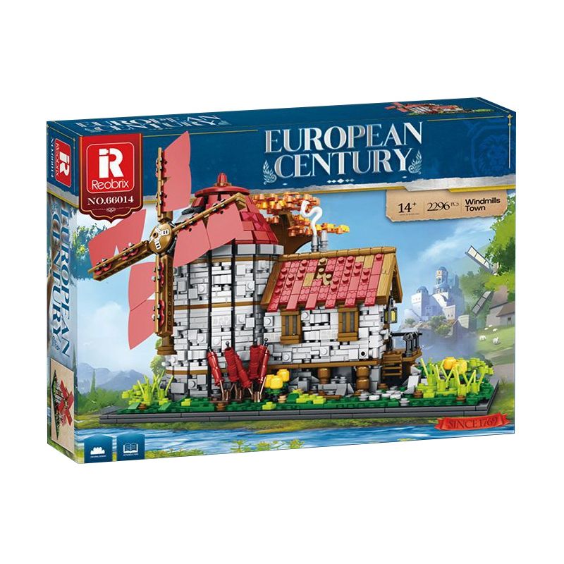 58912 REOBRIX 66014 non Lego THỊ TRẤN THỜI TRUNG CỔ CỐI XAY GIÓ bộ đồ chơi xếp lắp ráp ghép mô hình Medieval Castle EUROPEAN CENTURY WINDMILLS TOWN Chiến Tranh Trung Cổ 2296 khối