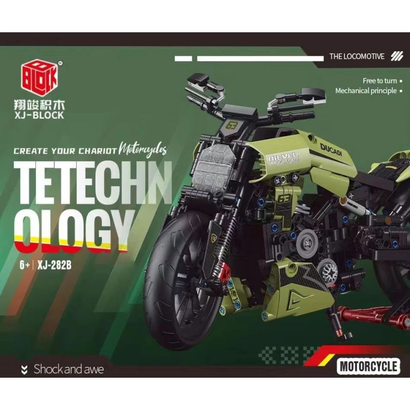 XIANG JUN XJ-282B 282B XJ282B non  XE MÁY DUCATI bộ đồ chơi xếp lắp ráp ghép mô hình  Kỹ Thuật Công Nghệ Cao Mô Hình Phương Tiện 670 khối