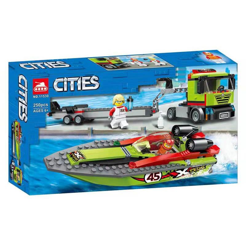 NOT Lego RACE BOAT TRANSPORTER 60254 TANK 11530 xếp lắp ráp ghép mô hình CHÈO THUYỀN VẬN CHUYỂN NGƯỜI ĐUA City Thành Phố 238 khối