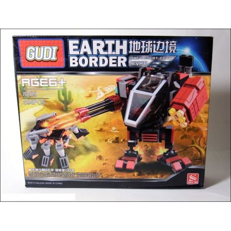 GUDI 8209 non  RÔ BỐT CHIẾN ĐẤU NHỎ 1 NGƯỜI NGỒI bộ đồ chơi xếp lắp ráp ghép mô hình Earth Border Biến Giới Trái Đất 194 khối