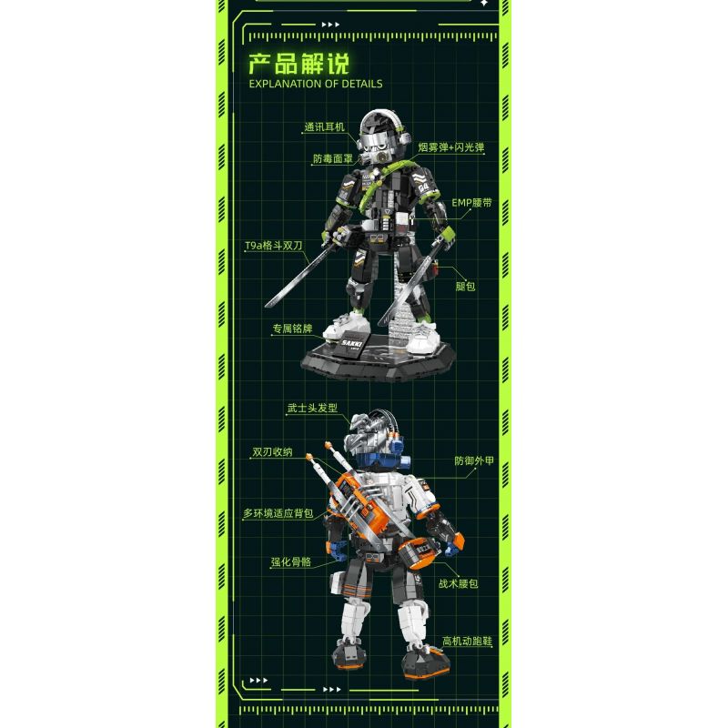 FUNIFY W9005 9005 non  CHIẾN BINH CHỨC NĂNG SAKKI ĐEN bộ đồ chơi xếp lắp ráp ghép mô hình VECTOR WARRIOR