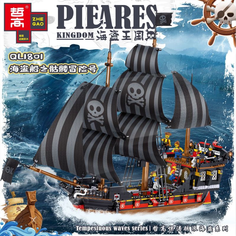 ZHEGAO QL1801 1801 982003 non Lego CUỘC PHIÊU LƯU CỦA PIRATE SHIP bộ đồ chơi xếp lắp ráp ghép mô hình Pirates Of The Caribbean Cướp Biển Vùng Caribe 987 khối