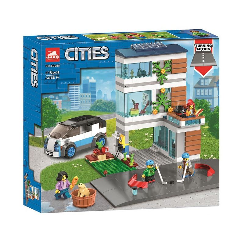 NOT Lego MODERN FAMILY HOUSE 60291 TANK 60058 xếp lắp ráp ghép mô hình NGÔI NHÀ GIA ĐÌNH HIỆN ĐẠI City Thành Phố 388 khối