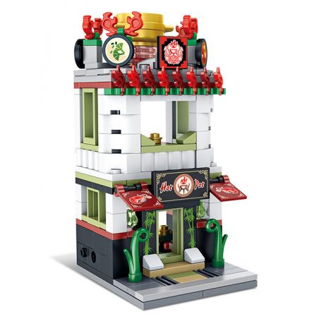 PanlosBrick 657036 Panlos Brick 657036 non  NHÀ HÀNG LẨU bộ đồ chơi xếp lắp ráp ghép mô hình Mini Modular STREEVIEW HOTPOT Đường Phố Thu Nhỏ 280 khối