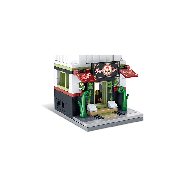 PanlosBrick 657036 Panlos Brick 657036 non  NHÀ HÀNG LẨU bộ đồ chơi xếp lắp ráp ghép mô hình Mini Modular STREEVIEW HOTPOT Đường Phố Thu Nhỏ 280 khối
