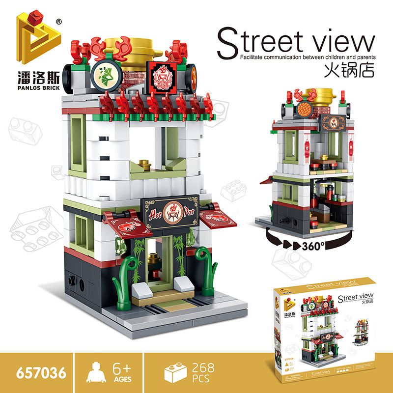 PanlosBrick 657036 Panlos Brick 657036 non  NHÀ HÀNG LẨU bộ đồ chơi xếp lắp ráp ghép mô hình Mini Modular STREEVIEW HOTPOT Đường Phố Thu Nhỏ 280 khối