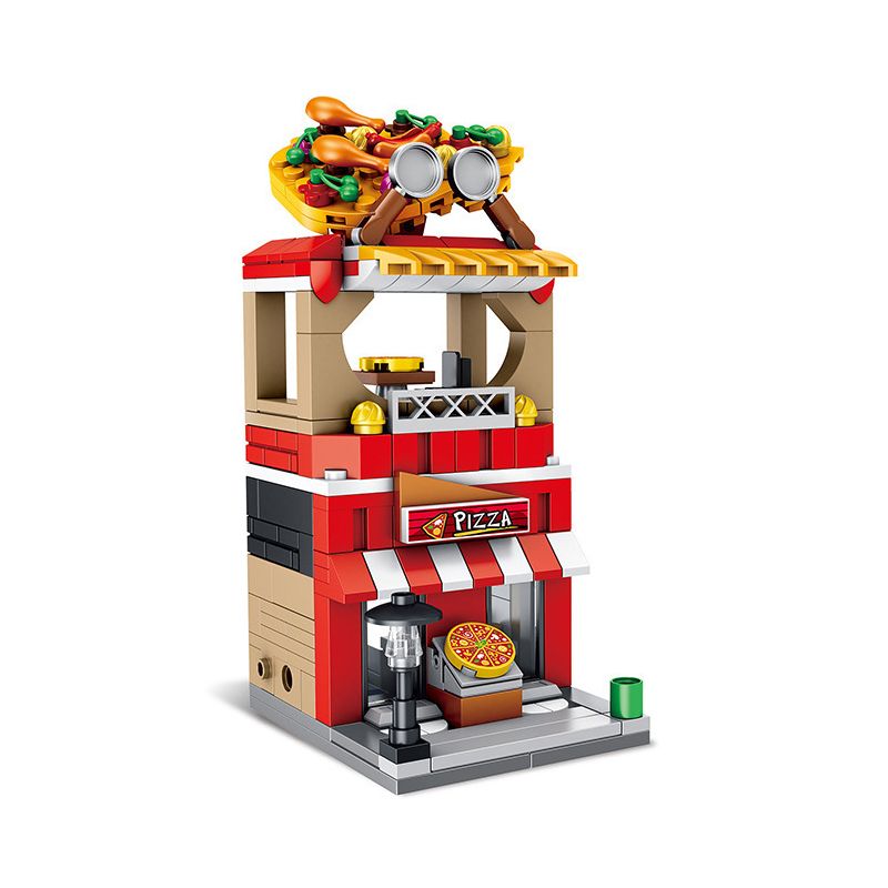 PanlosBrick 657034 Panlos Brick 657034 non Lego CỬA HÀNG BÁNH PIZZA bộ đồ chơi xếp lắp ráp ghép mô hình Mini Modular STREEVIEW Đường Phố Thu Nhỏ 260 khối