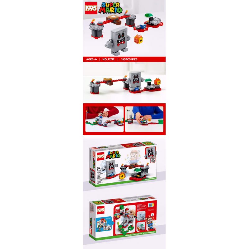 NOT Lego WHOMP’S LAVA TROUBLE EXPANSION SET 71364 1995 71712 xếp lắp ráp ghép mô hình WHOMP'S LAVA TROUBLE RẮC RỐI DUNG NHAM CỦA Super Mario Thợ Sửa Ống Nước 133 khối