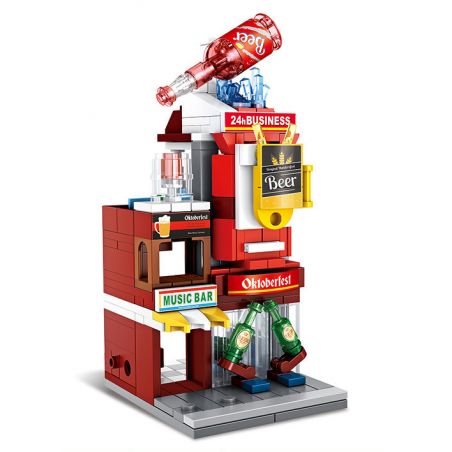 PanlosBrick 657032 Panlos Brick 657032 non  QUẦY BAR CỬA HÀNG TIỆN LỢI bộ đồ chơi xếp lắp ráp ghép mô hình Mini Modular STREEVIEW Đường Phố Thu Nhỏ 273 khối