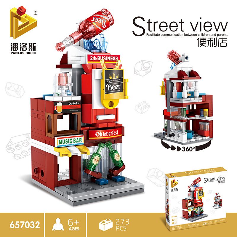 PanlosBrick 657032 Panlos Brick 657032 non  QUẦY BAR CỬA HÀNG TIỆN LỢI bộ đồ chơi xếp lắp ráp ghép mô hình Mini Modular STREEVIEW Đường Phố Thu Nhỏ 273 khối