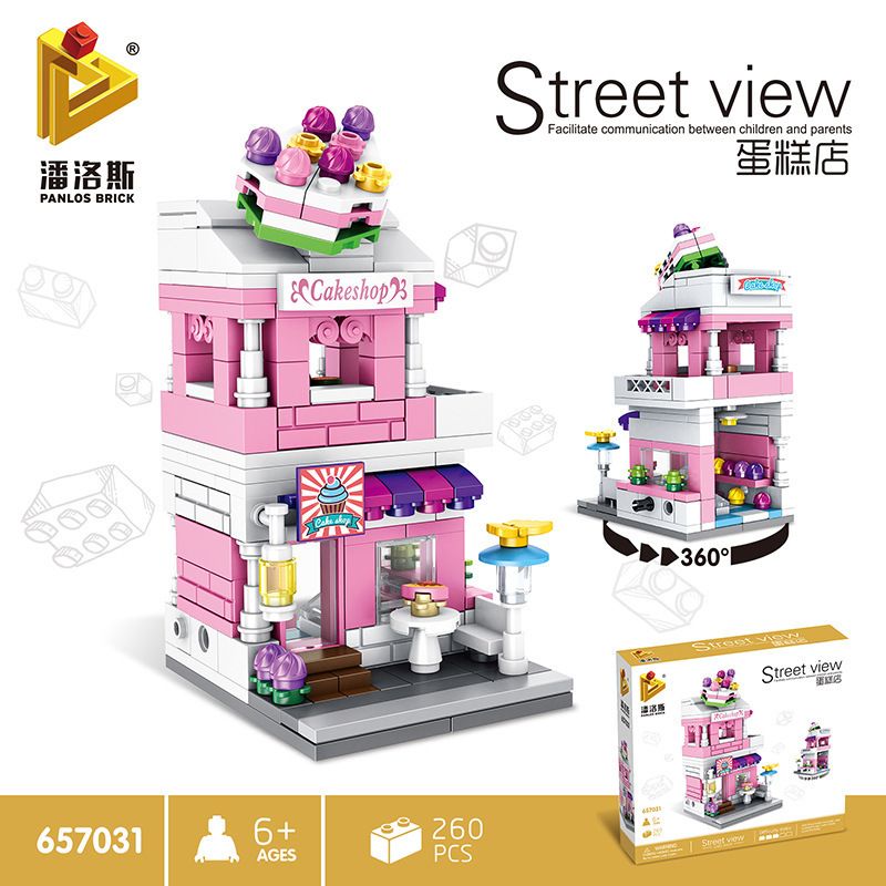 PanlosBrick 657031 Panlos Brick 657031 non  TIỆM BÁNH bộ đồ chơi xếp lắp ráp ghép mô hình Mini Modular STREEVIEW Đường Phố Thu Nhỏ 260 khối