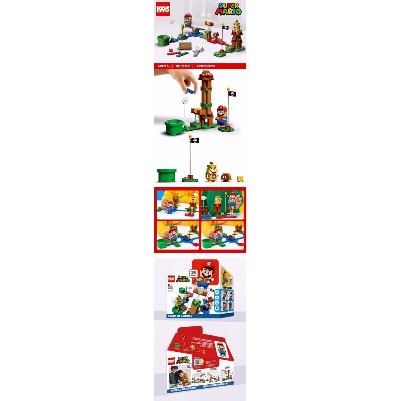 NOT Lego STARTER KIT BUNDLE WITH GIFT 71360 1995 71710 TANK 60020 xếp lắp ráp ghép mô hình MONTY MOLE & SUPER MUSHROOM ADVENTURES WITH MARIO CUỘC PHIÊU LƯU CÙNG Super Mario Thợ Sửa Ống Nước 394 khối