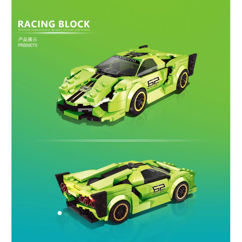 RAEL ENTERTAINMENT 50010 non Lego LAMBORGHINI XANH 50010 bộ đồ chơi xếp lắp ráp ghép mô hình Speed Champions Racing Cars Đua Xe Công Thức 268 khối