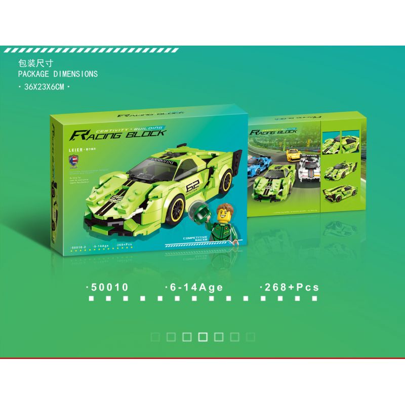 RAEL ENTERTAINMENT 50010 non  LAMBORGHINI XANH 50010 bộ đồ chơi xếp lắp ráp ghép mô hình Speed Champions Racing Cars Đua Xe Công Thức 268 khối