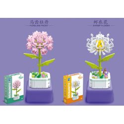 ZUANMA 103D non  8 LOẠI CHẬU HOA bộ đồ chơi xếp lắp ráp ghép mô hình Flowers