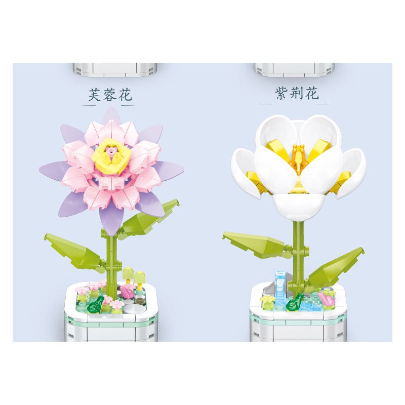 ZUANMA 103C non  CHẬU HOA 8 PHONG CÁCH TRÀN ĐẦY TÌNH YÊU SẼ KHÔNG BAO GIỜ CHẾT bộ đồ chơi xếp lắp ráp ghép mô hình Flowers