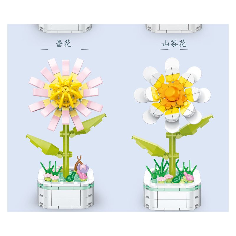 ZUANMA 103C non  CHẬU HOA 8 PHONG CÁCH TRÀN ĐẦY TÌNH YÊU SẼ KHÔNG BAO GIỜ CHẾT bộ đồ chơi xếp lắp ráp ghép mô hình Flowers
