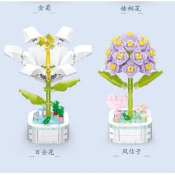 ZUANMA 103C non  CHẬU HOA 8 PHONG CÁCH TRÀN ĐẦY TÌNH YÊU SẼ KHÔNG BAO GIỜ CHẾT bộ đồ chơi xếp lắp ráp ghép mô hình Flowers