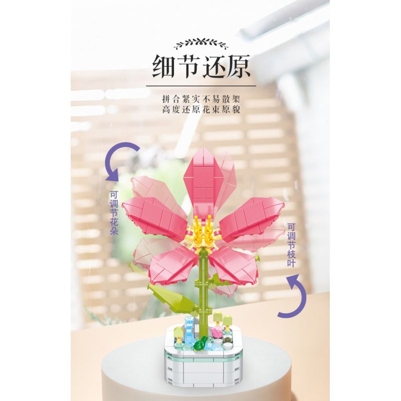 ZUANMA 103C non  CHẬU HOA 8 PHONG CÁCH TRÀN ĐẦY TÌNH YÊU SẼ KHÔNG BAO GIỜ CHẾT bộ đồ chơi xếp lắp ráp ghép mô hình Flowers