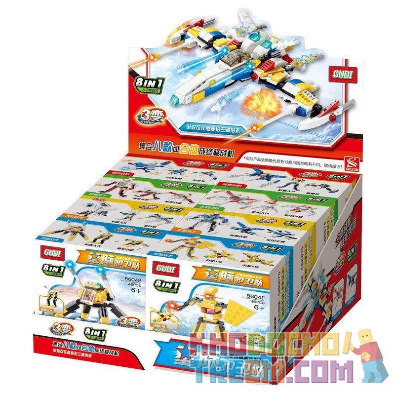 GUDI 8604-8 Xếp hình kiểu  CREATOR 3 IN 1 Space Fighter 8 In 1 Phi Thuyền Từ 8 Robot Biến Hình 409 khối GUDI 8604-8 Xếp hình kiểu  CREATOR 3 IN 1 Space Fighter 8 In 1 Phi Thuyền Từ 8 Robot Biến Hình 409 khối