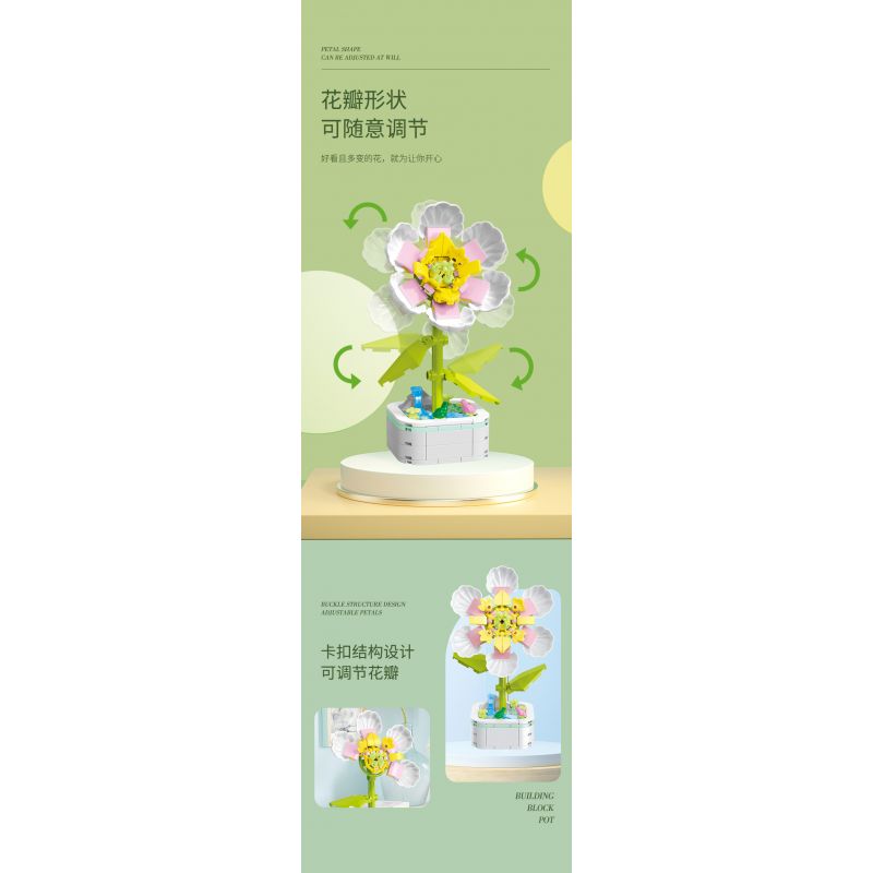 ZUANMA 103B non  HOA TRỒNG TRONG CHẬU 8 KIỂU QUÀ TẶNG BẠN MÙA XUÂN bộ đồ chơi xếp lắp ráp ghép mô hình Flowers