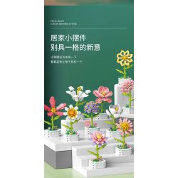 ZUANMA 103B non  HOA TRỒNG TRONG CHẬU 8 KIỂU QUÀ TẶNG BẠN MÙA XUÂN bộ đồ chơi xếp lắp ráp ghép mô hình Flowers