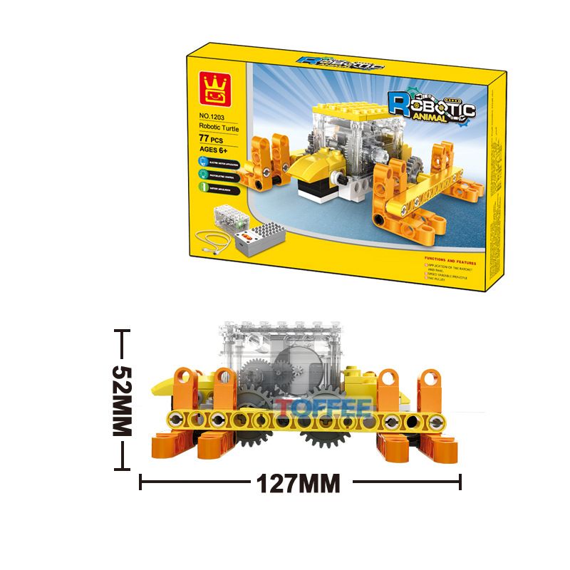 WANGE 1203 non Lego MÁY MÓC ĐỘNG VẬT-RÙA bộ đồ chơi xếp lắp ráp ghép mô hình Technic ROBOTIC TURTLE Kỹ Thuật Công Nghệ Cao Mô Hình Phương Tiện 77 khối