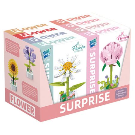 ZUANMA 103A non  CHẬU HOA HÃY DÀNH CHÚT THỜI GIAN ĐỂ TẠO RA 8 KIỂU MÙA XUÂN bộ đồ chơi xếp lắp ráp ghép mô hình Flowers