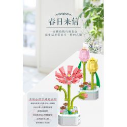 ZUANMA 103A non  CHẬU HOA HÃY DÀNH CHÚT THỜI GIAN ĐỂ TẠO RA 8 KIỂU MÙA XUÂN bộ đồ chơi xếp lắp ráp ghép mô hình Flowers