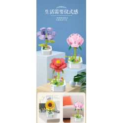 ZUANMA 103A non  CHẬU HOA HÃY DÀNH CHÚT THỜI GIAN ĐỂ TẠO RA 8 KIỂU MÙA XUÂN bộ đồ chơi xếp lắp ráp ghép mô hình Flowers