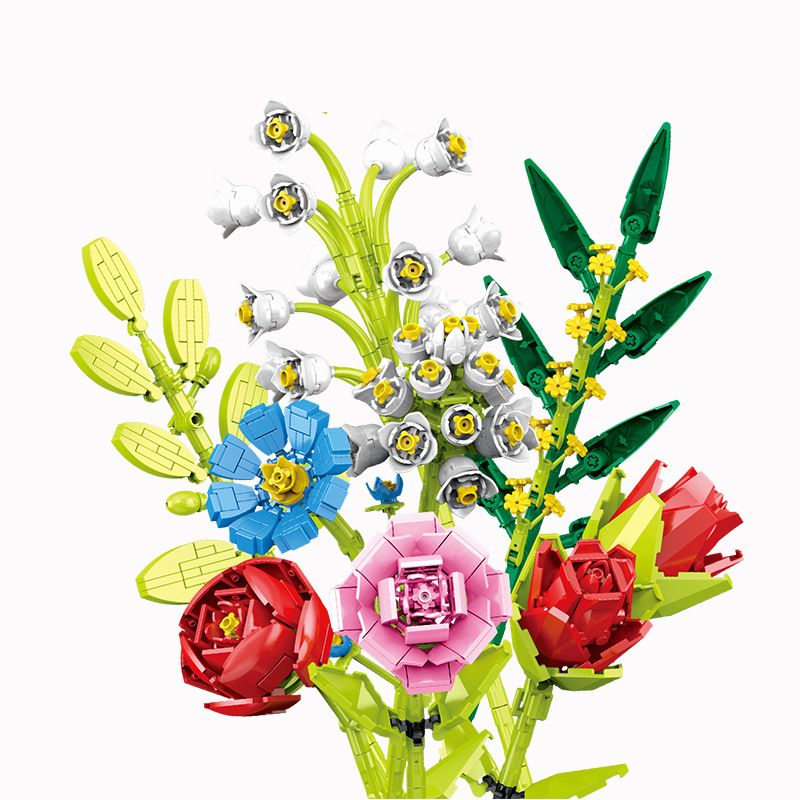 ZUANMA 087D non Lego BÓ 8 CỐC 1 bộ đồ chơi xếp lắp ráp ghép mô hình Flowers Hoa 707 khối